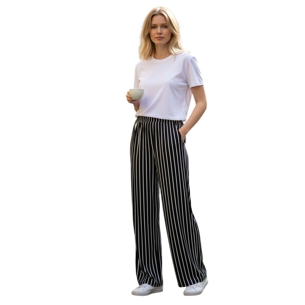 Size S - Boom Boom Loose Pants Black & White Stripe